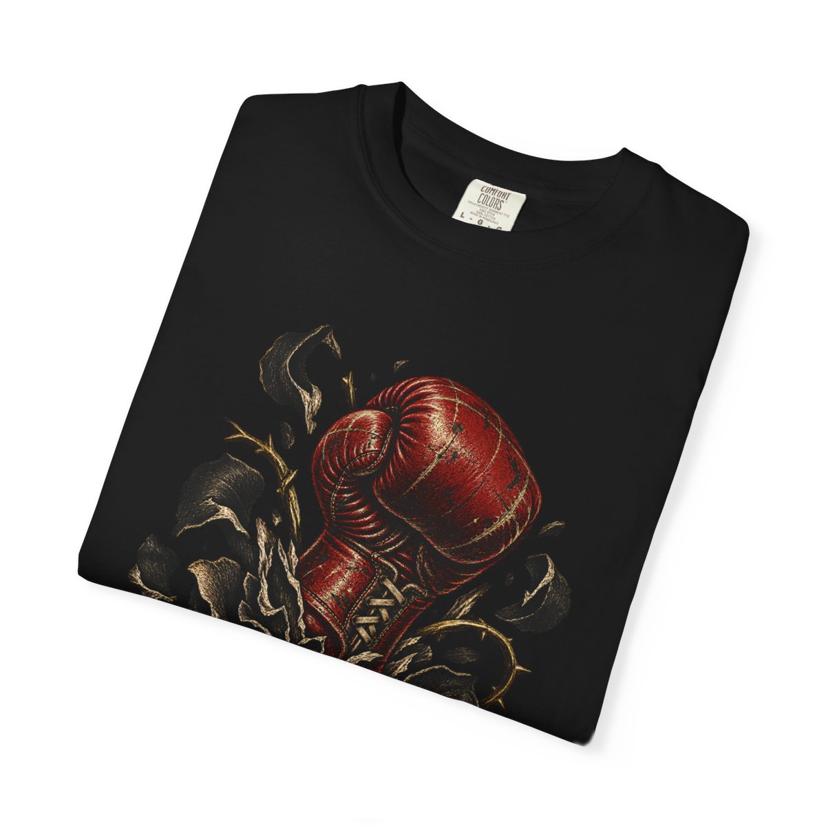 Black Rose Knockout Tee folded front print detail