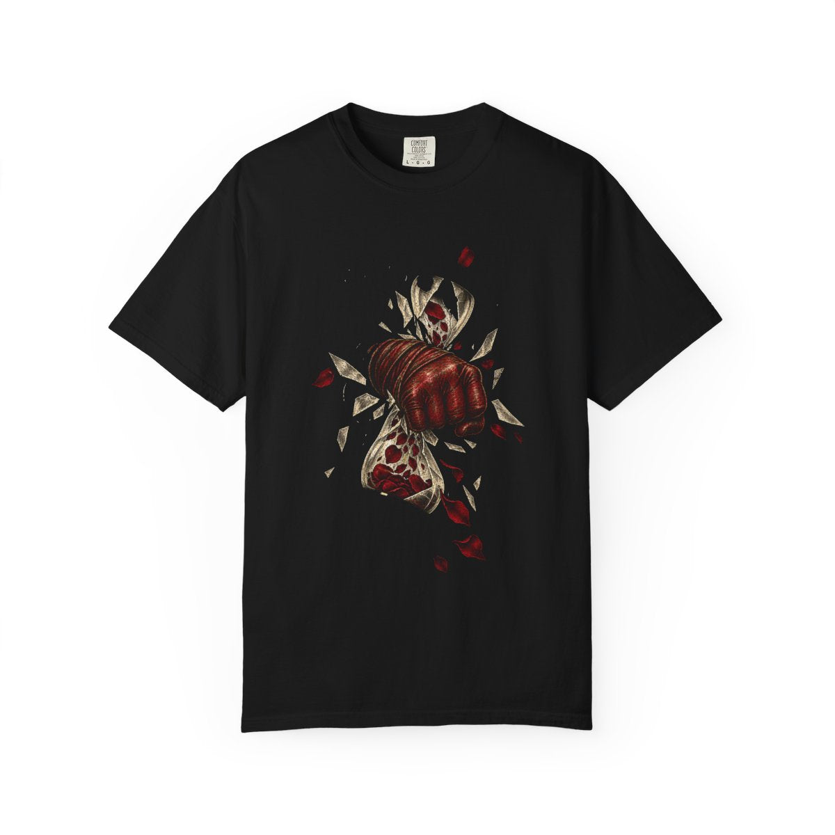 Last Round Tee large front print on a Black Comfort Colors 1717 tee