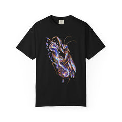 Moonbrew Mantis Tee large front print on a Black Comfort Colors 1717 tee