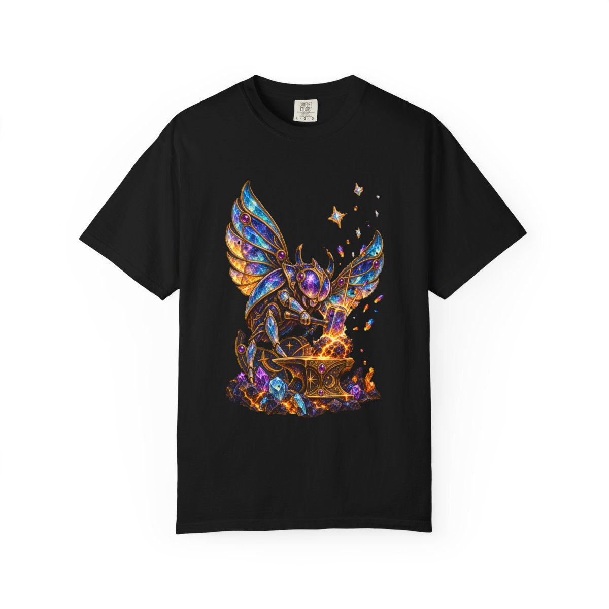 Starforge Scarab Tee large front print on a Black Comfort Colors 1717 tee