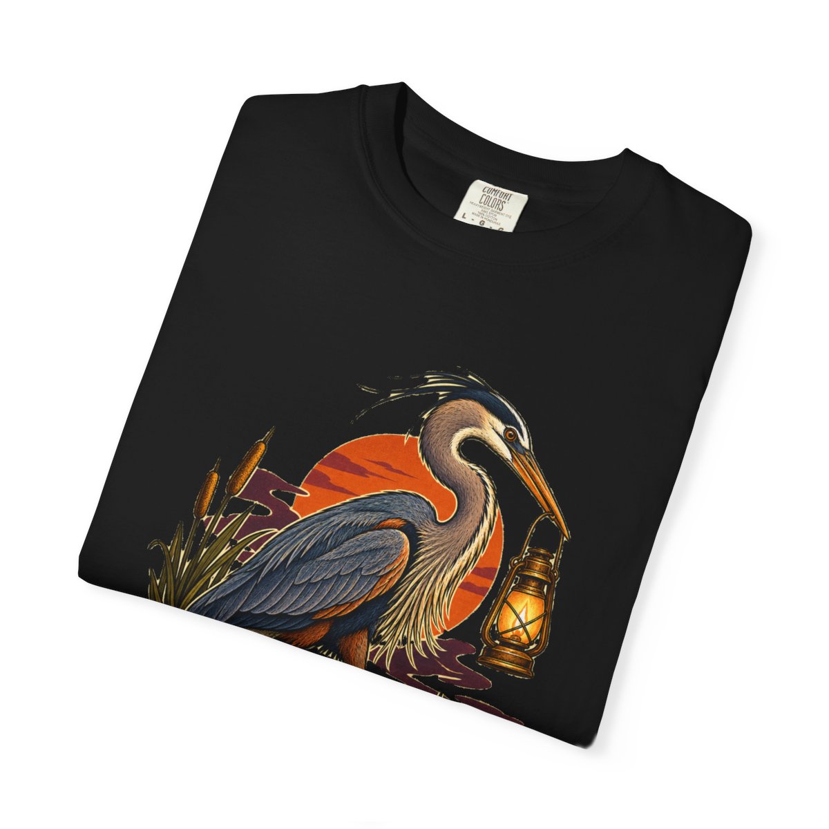 Last Light Heron Tee folded front print detail