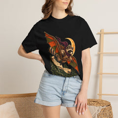 Night Glider Tee worn Printify context view on a Black Comfort Colors 1717 tee