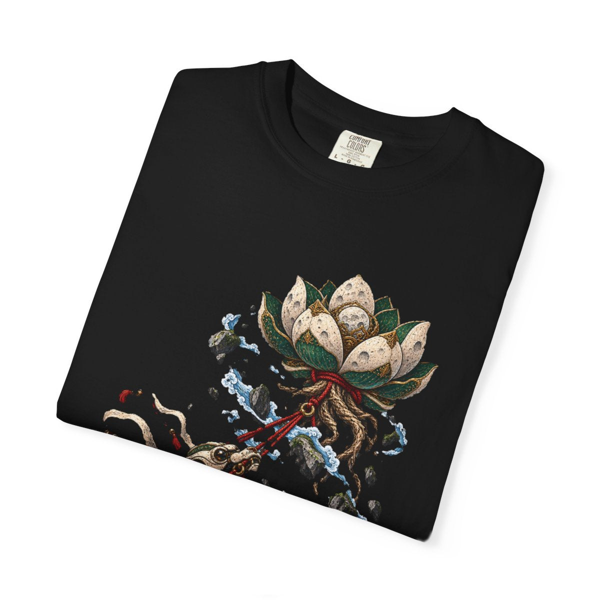Gravity Lotus Tee folded front print detail