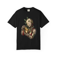 Lantern Mender Tee large front print on a Black Comfort Colors 1717 tee
