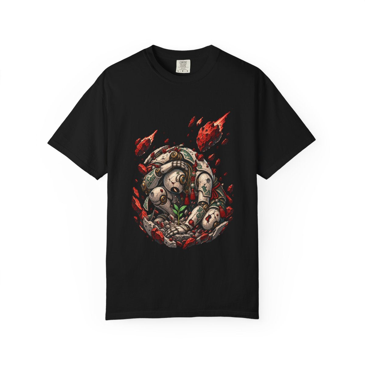 Last Gardener Tee large front print on a Black Comfort Colors 1717 tee