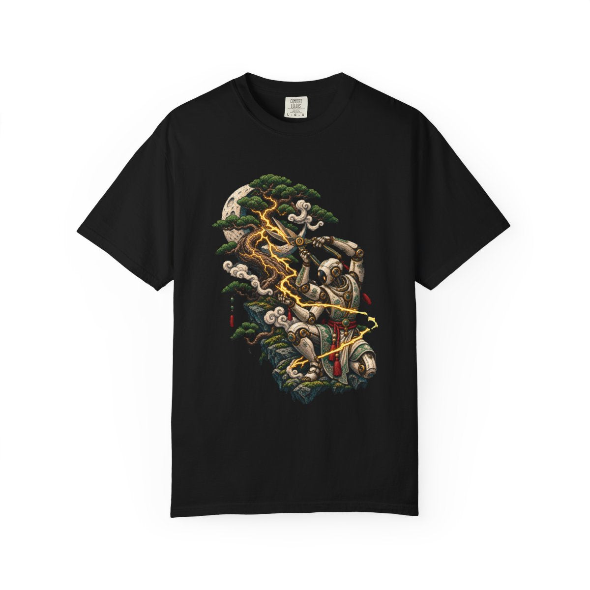 Storm Pruner Tee large front print on a Black Comfort Colors 1717 tee