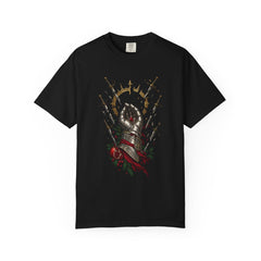 Last Aril Tee large front print on a Black Comfort Colors 1717 tee