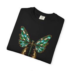 Brass Chrysalis Tee folded front print detail