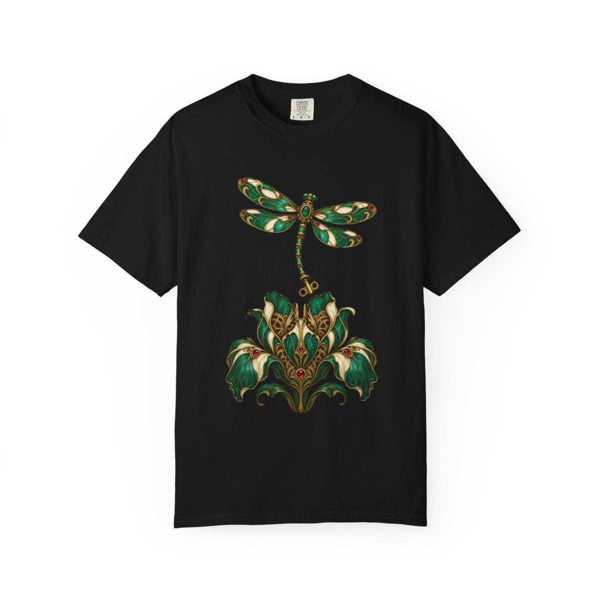 Gearbloom Tee large front print on a Black Comfort Colors 1717 tee