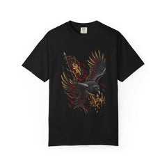 Black Banner Thief Tee large front print on a Black Comfort Colors 1717 tee