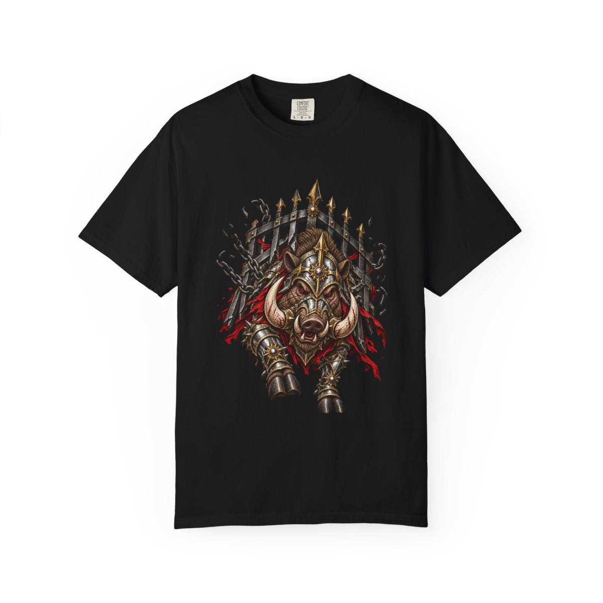 Gatebreaker Boar Tee large front print on a Black Comfort Colors 1717 tee