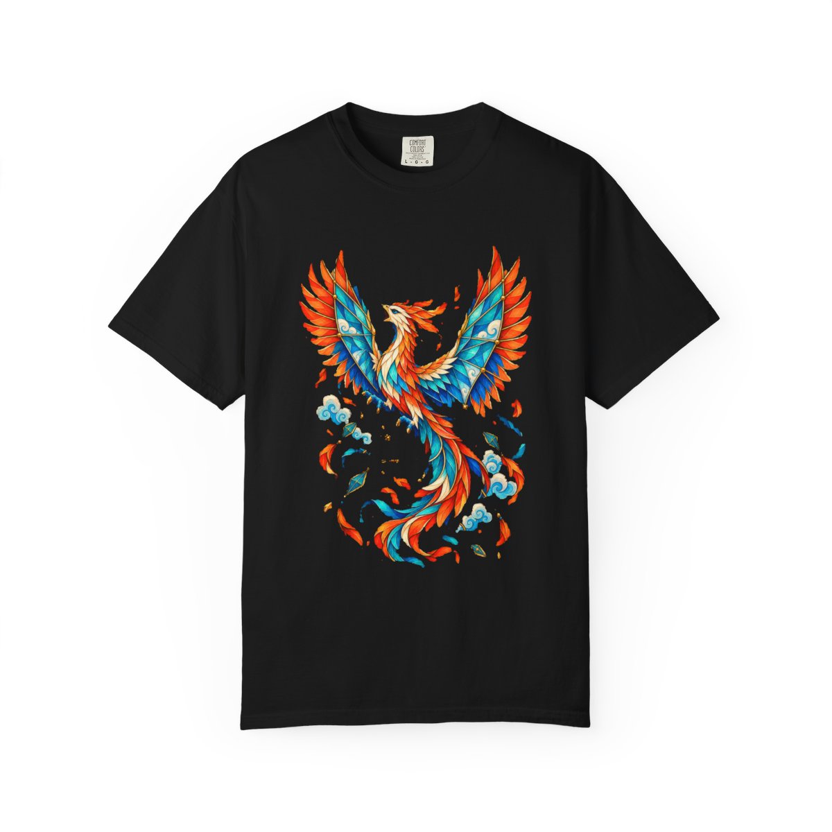 Firethread Phoenix Tee large front print on a Black Comfort Colors 1717 tee
