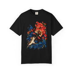 Dragonmouse Duel Tee large front print on a Black Comfort Colors 1717 tee
