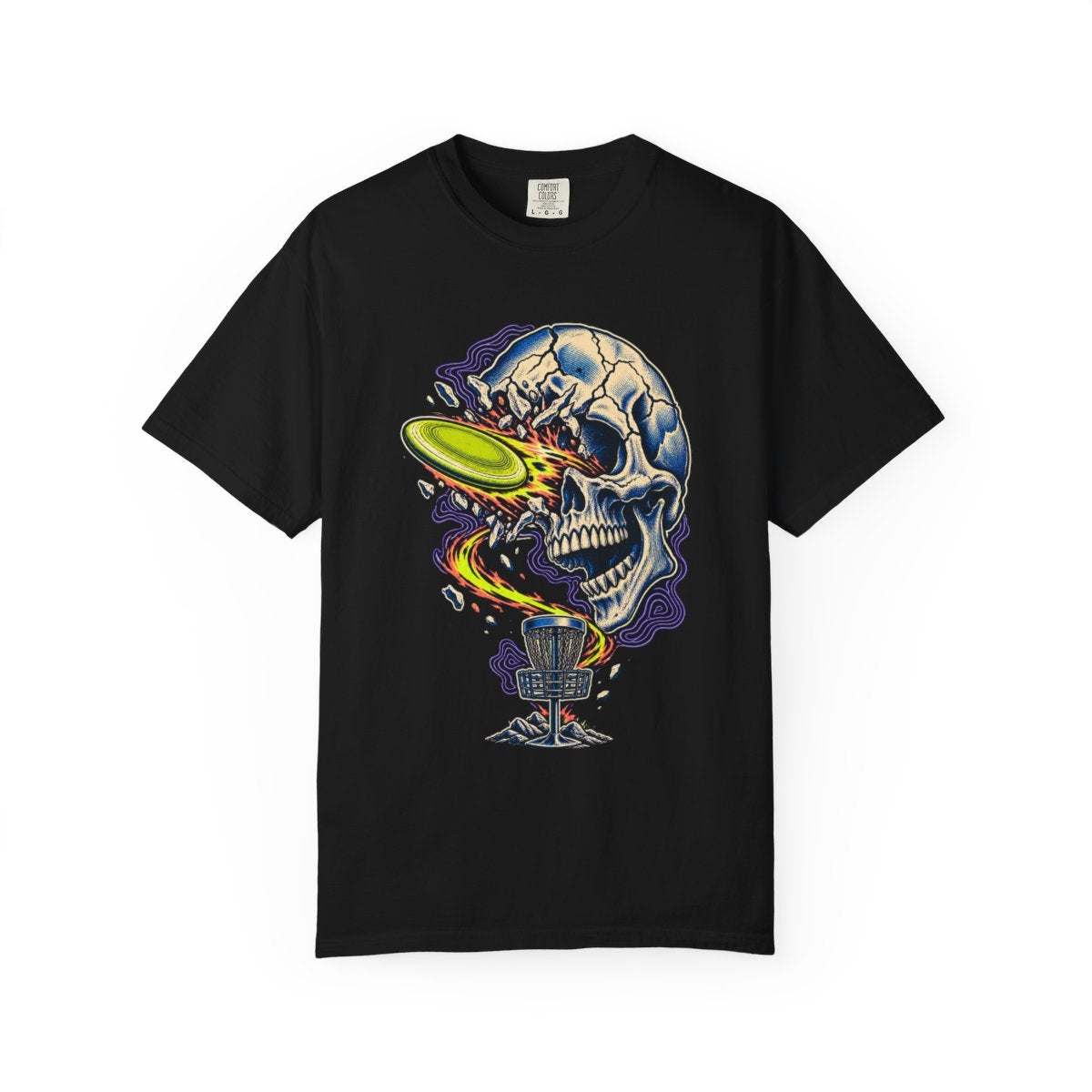 Bone Flight Tee large front print on a Black Comfort Colors 1717 tee