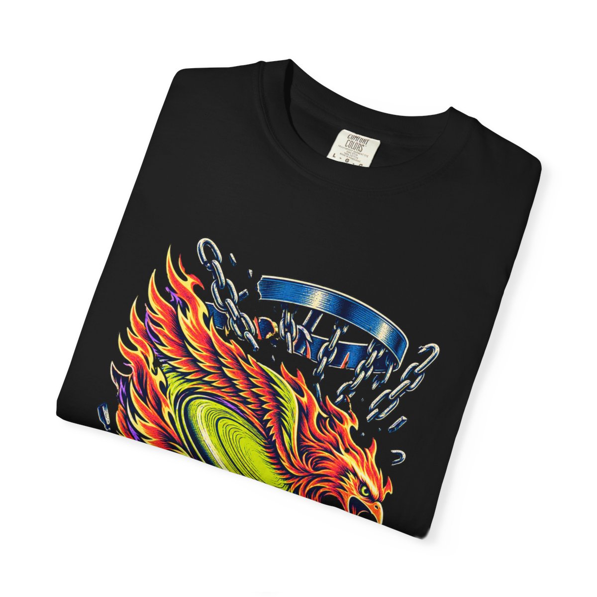 Firewheel Phoenix Tee folded front print detail