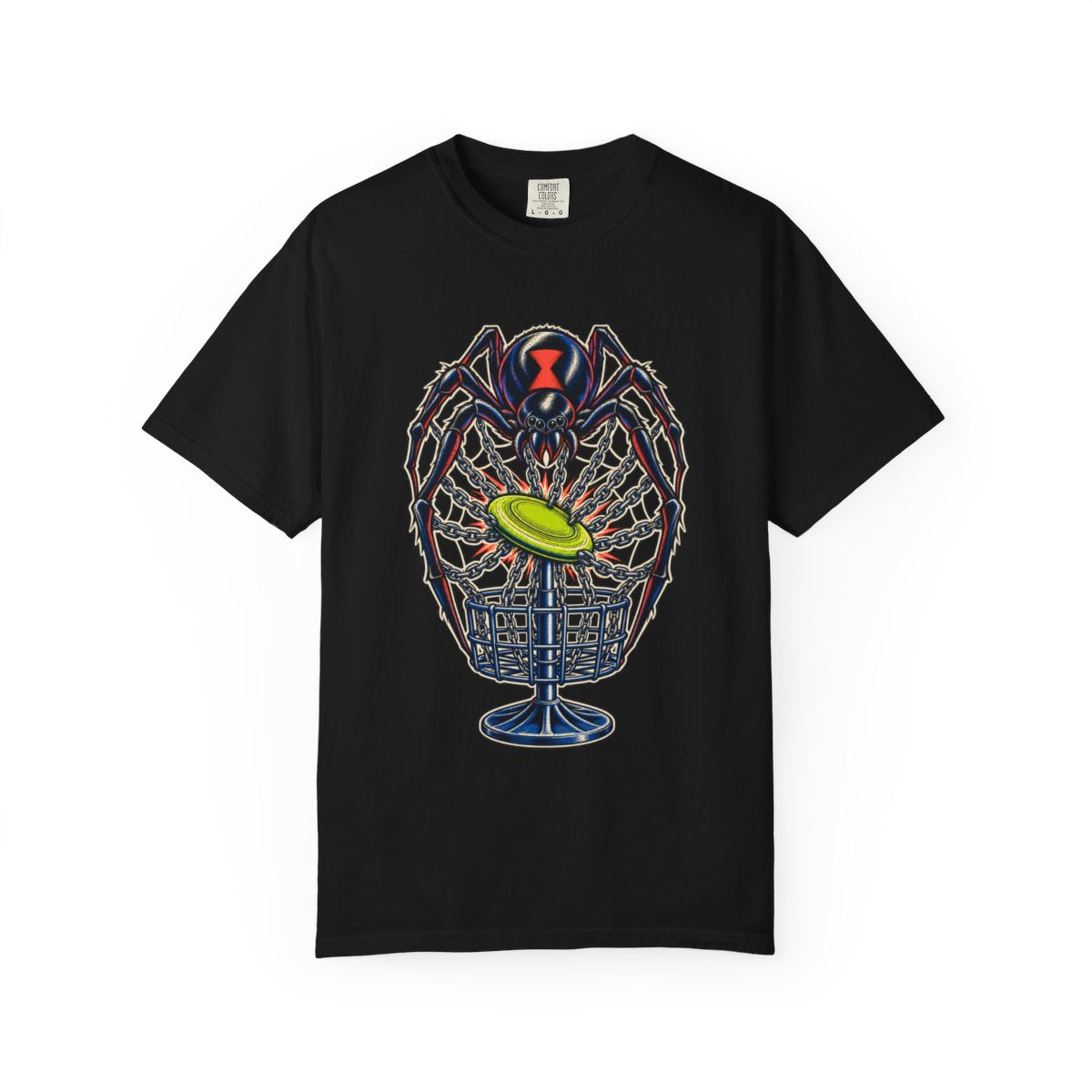Widow Line Tee large front print on a Black Comfort Colors 1717 tee