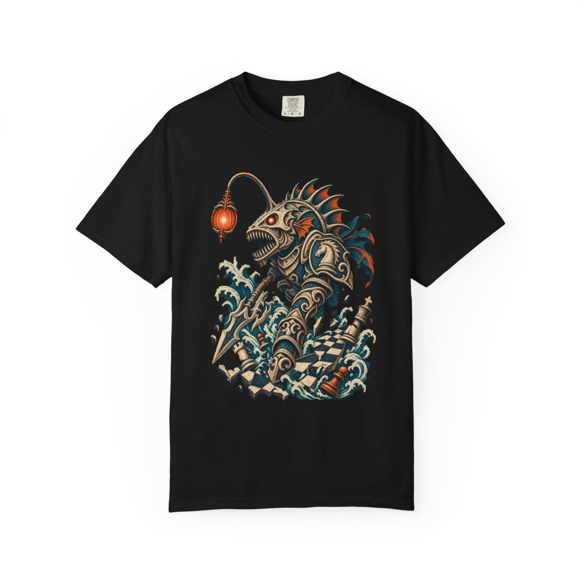 Deep Gambit Tee large front print on a Black Comfort Colors 1717 tee