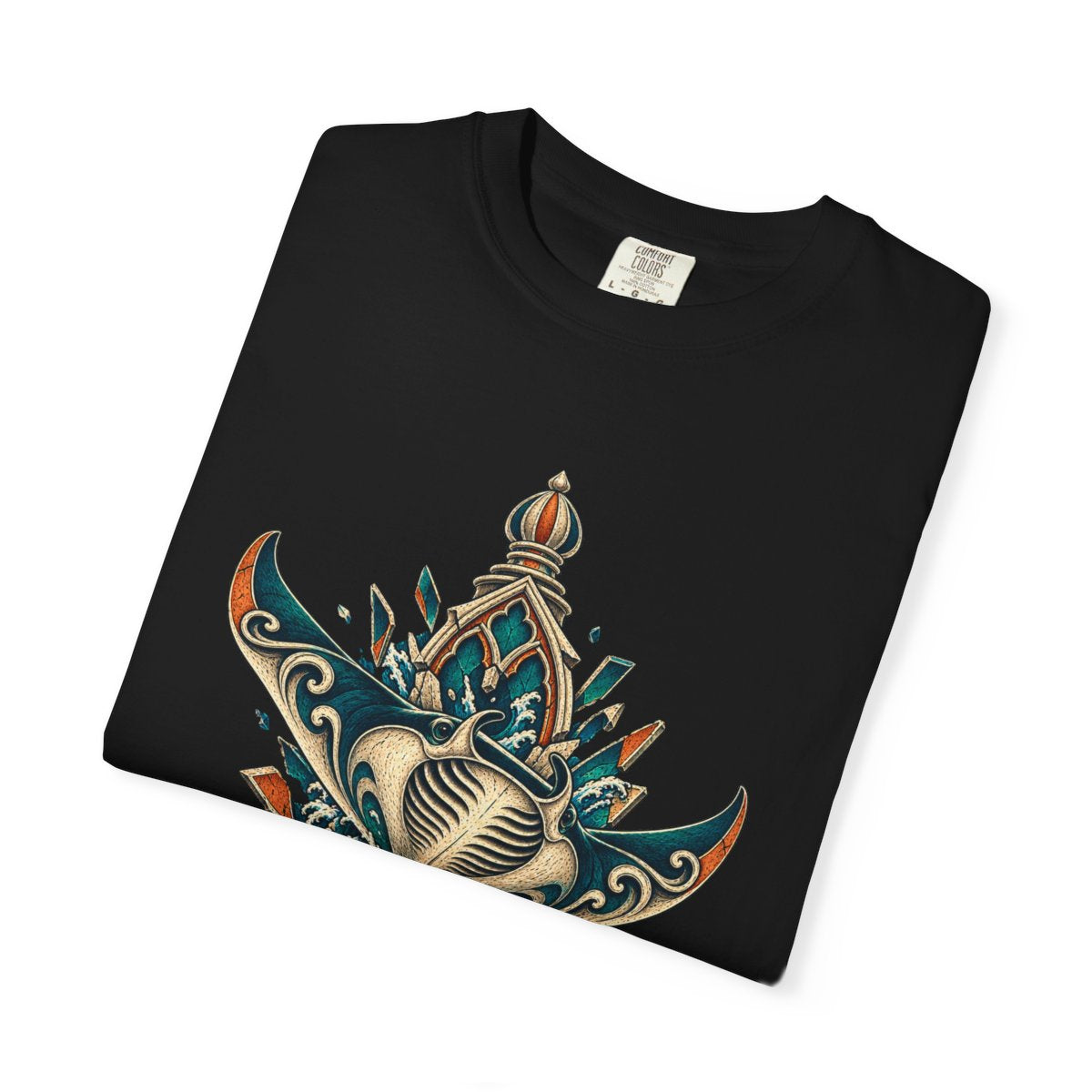 Riptide Bishop Tee folded front print detail
