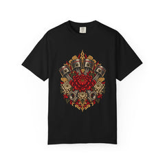 Piston Crown Tee large front print on a Black Comfort Colors 1717 tee