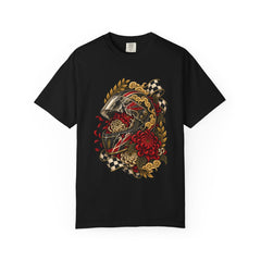 The Last Visor Tee large front print on a Black Comfort Colors 1717 tee
