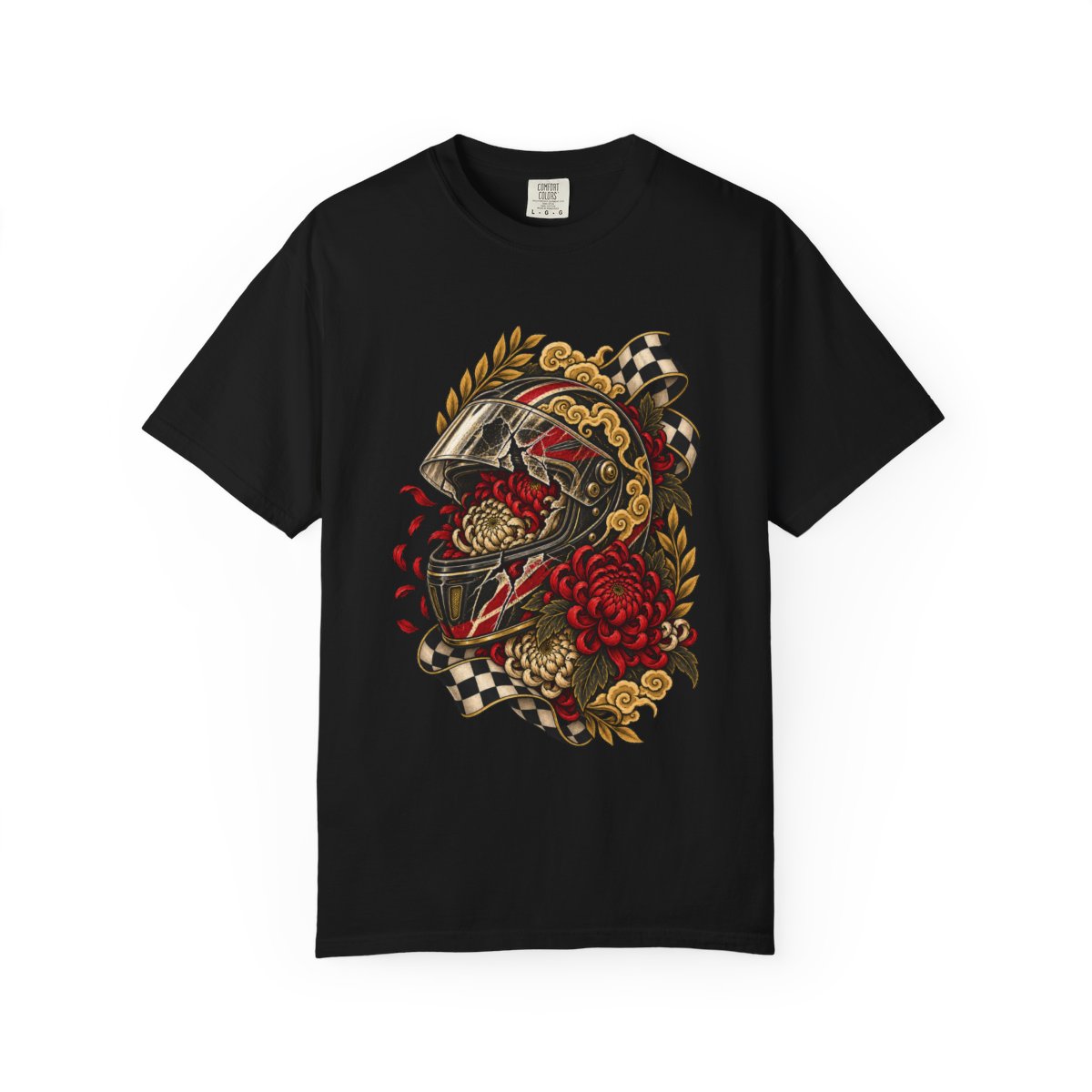 The Last Visor Tee large front print on a Black Comfort Colors 1717 tee