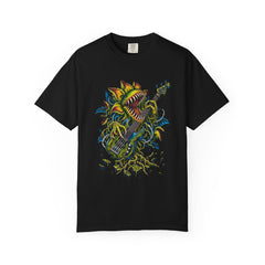 Bass Bloom Tee large front print on a Black Comfort Colors 1717 tee
