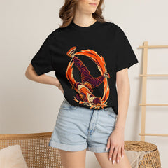 Floorfire Tee worn Printify context view on a Black Comfort Colors 1717 tee