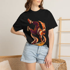 Freeze Line Tee worn Printify context view on a Black Comfort Colors 1717 tee