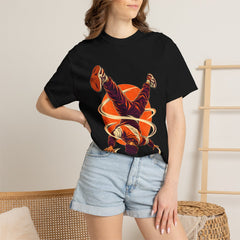Headspin Halo Tee worn Printify context view on a Black Comfort Colors 1717 tee