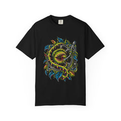 Needle Vine Tee large front print on a Black Comfort Colors 1717 tee