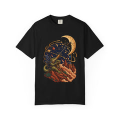 Moonhook Tee large front print on a Black Comfort Colors 1717 tee