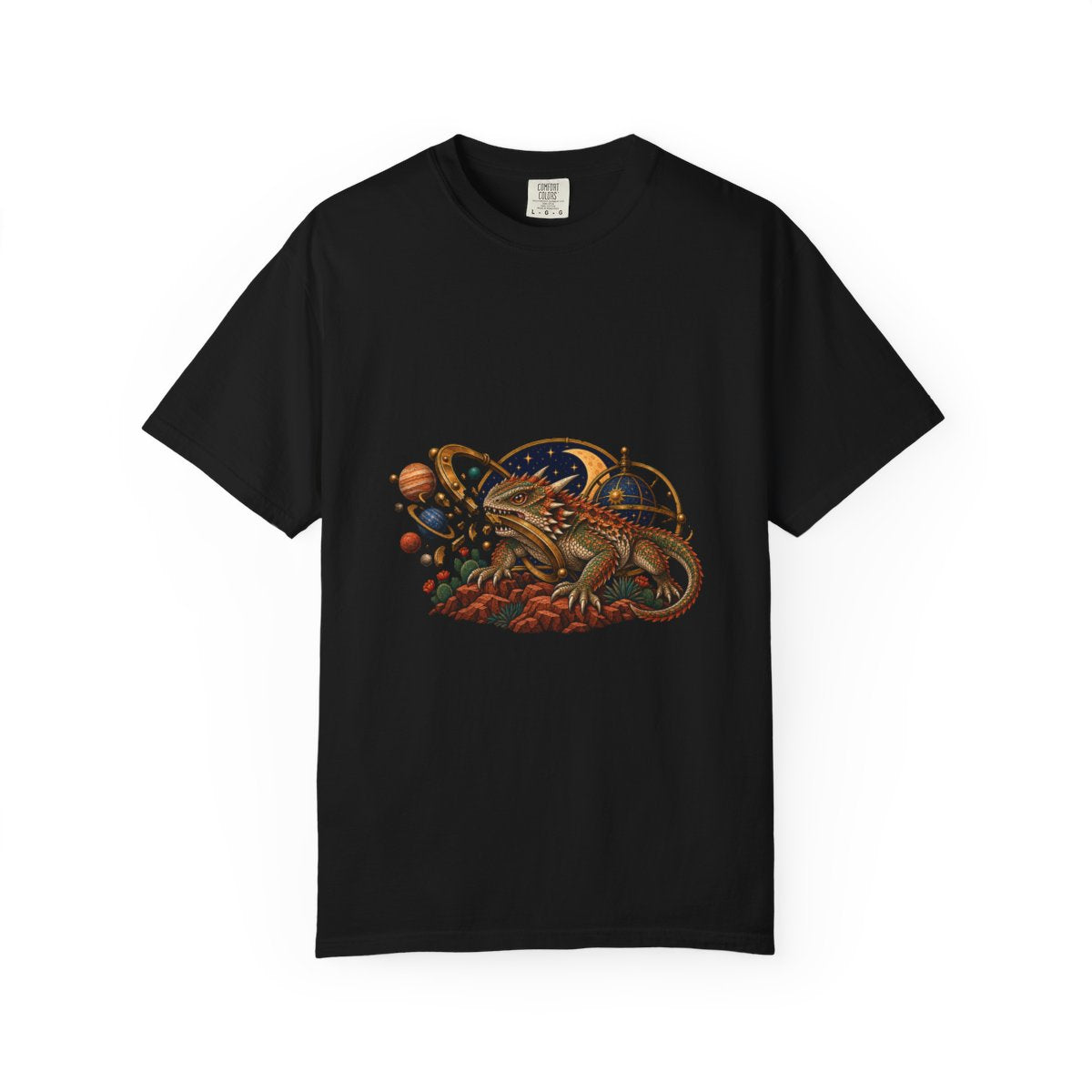 Orbit Breaker Tee large front print on a Black Comfort Colors 1717 tee