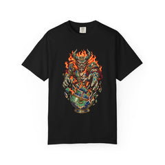 Ash Warden Tee large front print on a Black Comfort Colors 1717 tee