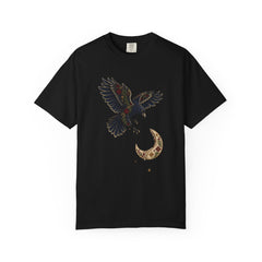 Needle Moonfall Tee large front print on a Black Comfort Colors 1717 tee