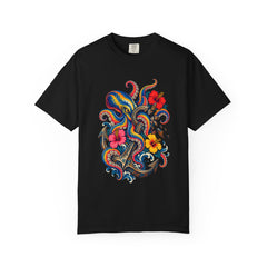 Anchor Octopus Tee large front print on a Black Comfort Colors 1717 tee
