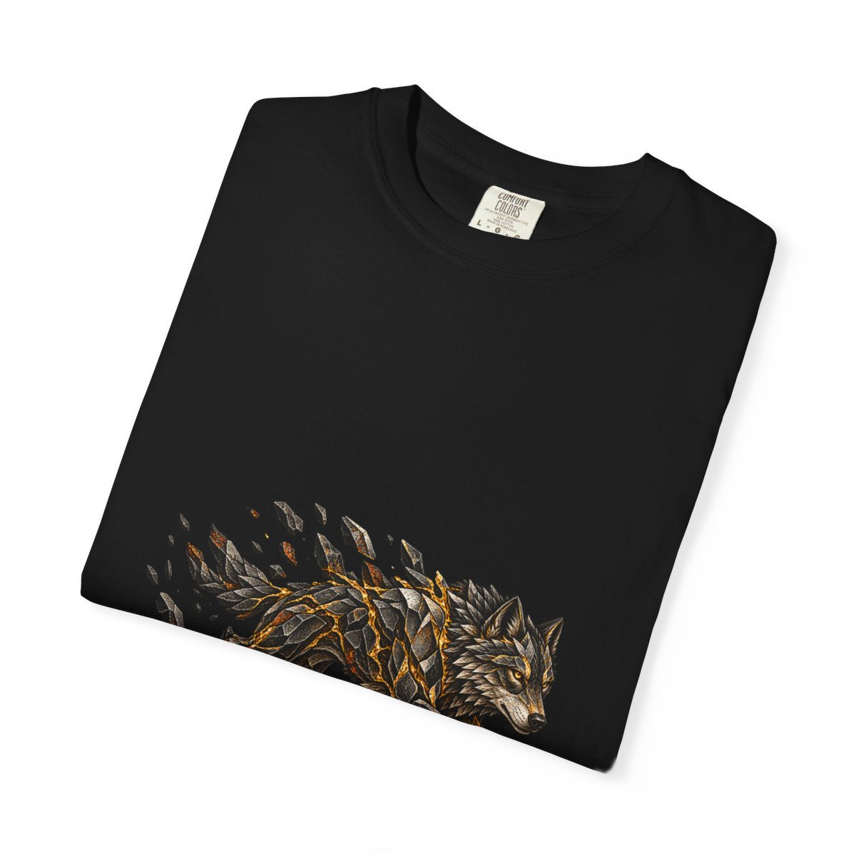 Basalt Wolf Tee folded front print detail