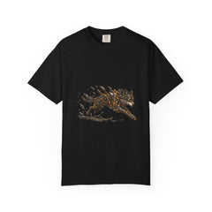 Basalt Wolf Tee large front print on a Black Comfort Colors 1717 tee