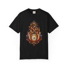Clockwork Pumpkin Tee large front print on a Black Comfort Colors 1717 tee