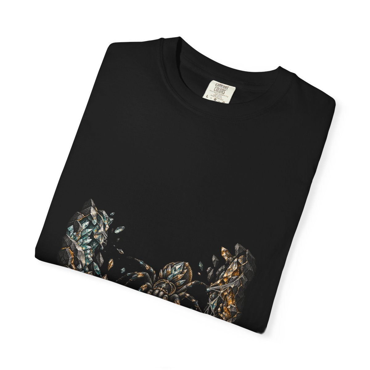 Crystal Web Tee folded front print detail