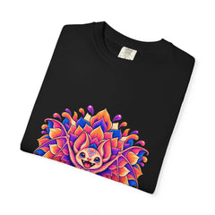Dahlia Bat Tee folded front print detail