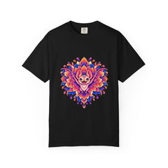 Dahlia Bat Tee large front print on a Black Comfort Colors 1717 tee