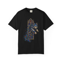 Glass Wolf Escape Tee large front print on a Black Comfort Colors 1717 tee