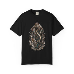 Quartz Cobra Tee large front print on a Black Comfort Colors 1717 tee