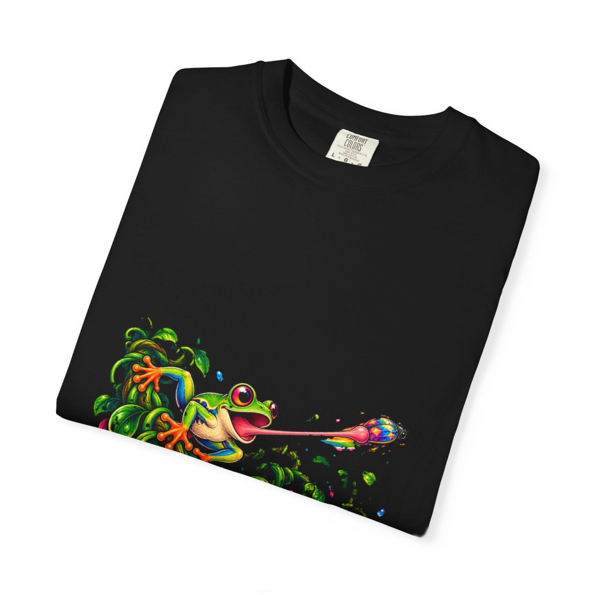 Rainbow Frog Tee folded front print detail