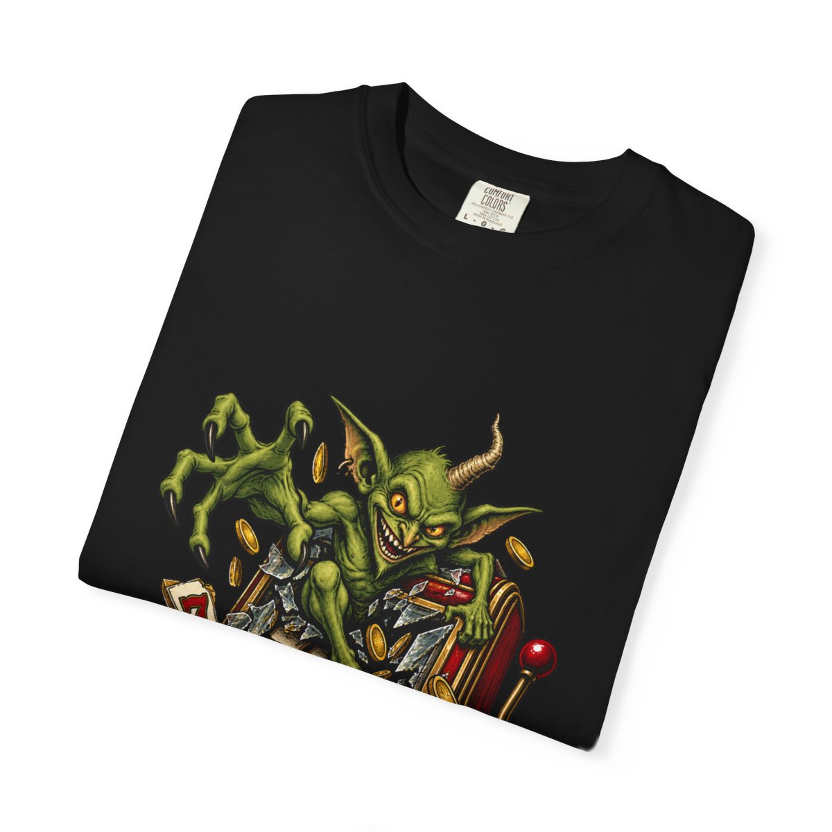 Jackpot Imp Tee folded front print detail