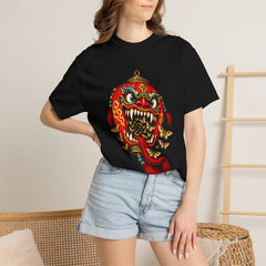 Lantern Eater Tee worn Printify context view on a Black Comfort Colors 1717 tee