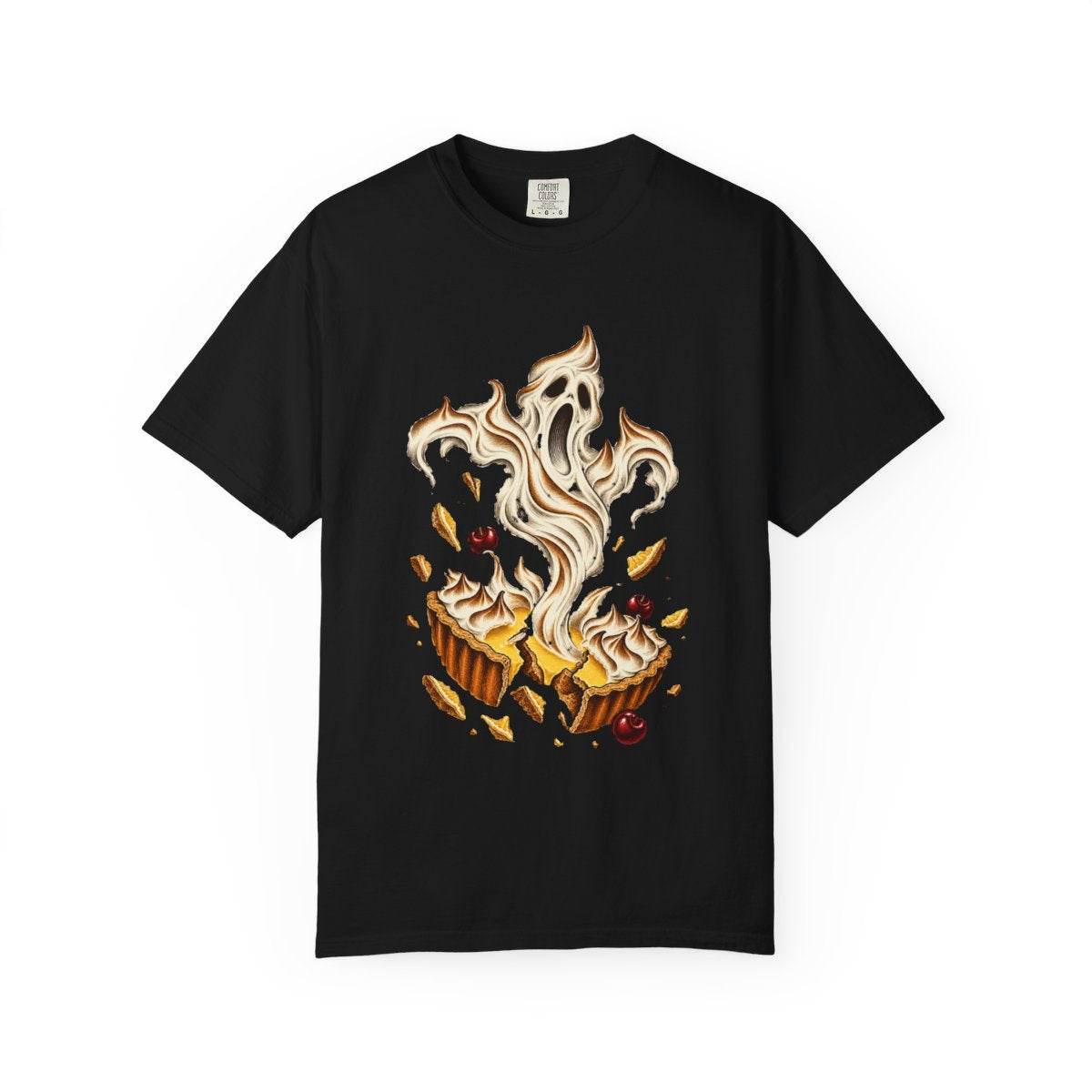 Lemon Wraith Tee large front print on a Black Comfort Colors 1717 tee
