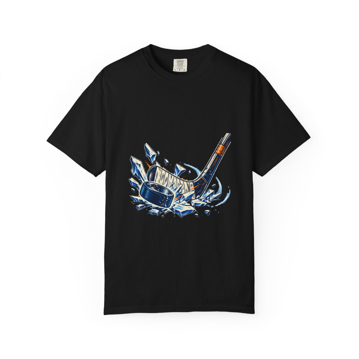 Ice Breakaway Tee large front print on a Black Comfort Colors 1717 tee