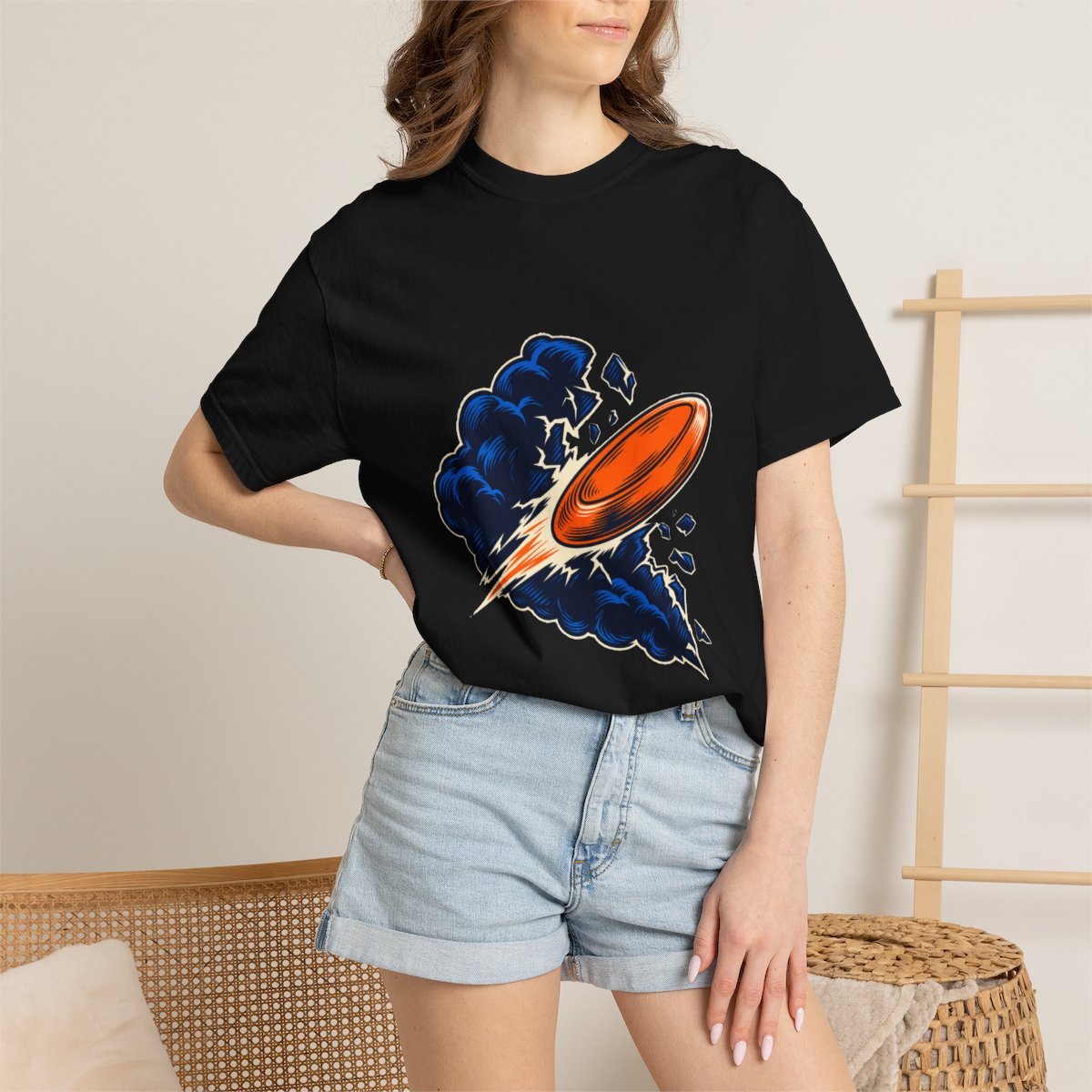Storm Cutter Tee worn Printify context view on a Black Comfort Colors 1717 tee