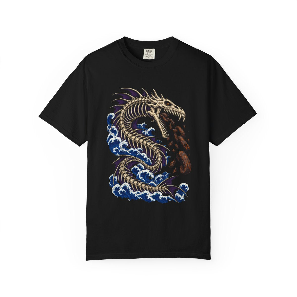 Leviathan Unchained Tee large front print on a Black Comfort Colors 1717 tee
